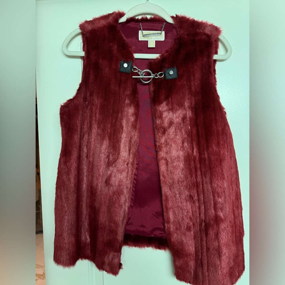 Micheal Kors Red Fur Vest